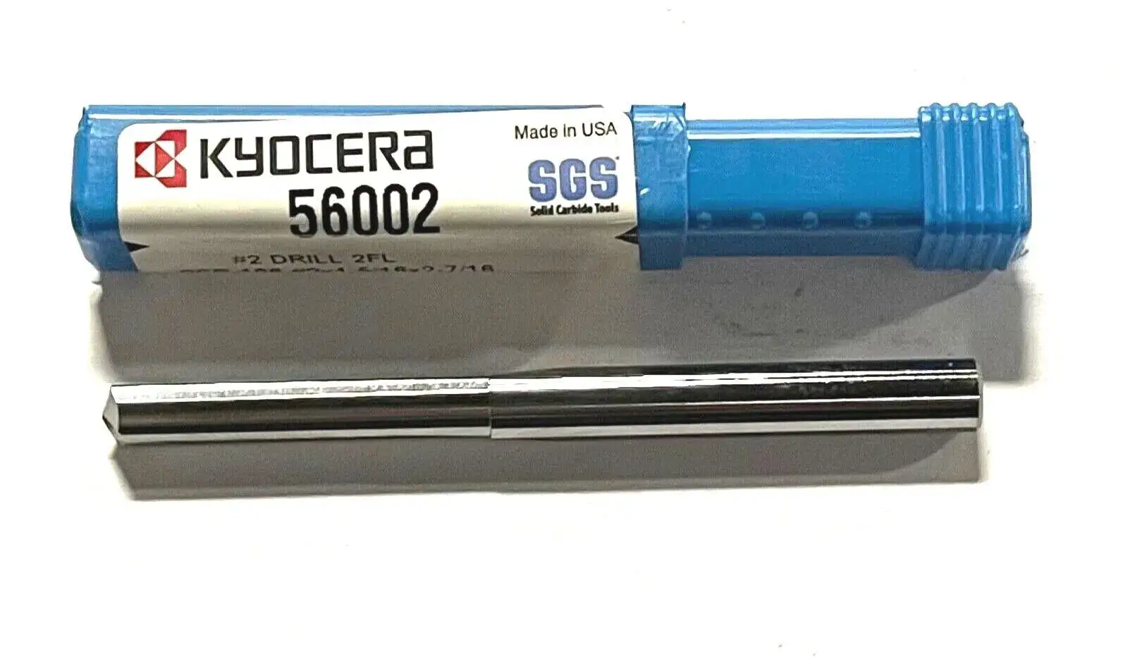 KYOCERA #2 Solid Carbide Drill 3xD Straight Flute 140° Point USA Made 56002
