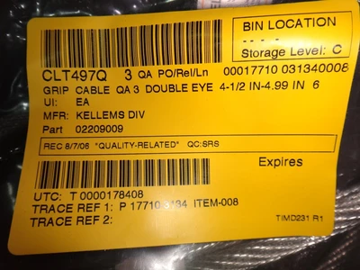 Hubbell Kellems Double Eye Cable Grip, 02209009, 4.5 to 4.99 in.