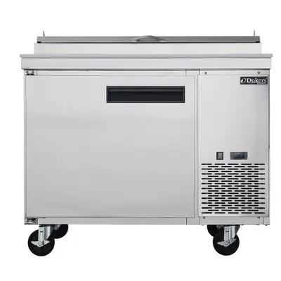 New | in-Stock Dukers New Dukers DPP44-6-S1 Commercial Single Door Pizza Prep Table Refrigerated Food Prep Tables Illinois US | Falcon Restaurant Supply #1376293