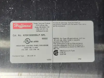 NEW HOFFMAN A20H1608SS6LP/SPL