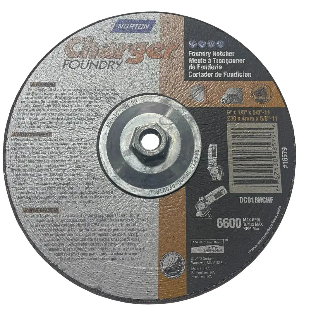 Norton 9" x 1/8" x 5/8-11 Metal Grinding Wheel Type 27 Depressed Center USA Made