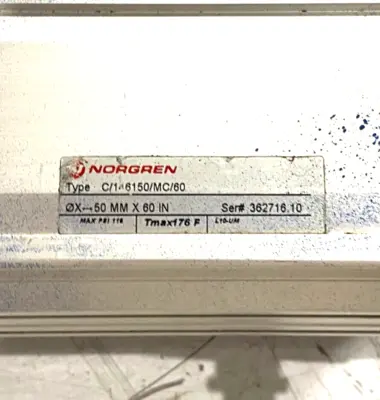 USED NORGREN LINTRA EXTERNALLY GUIDED LINEAR ACTUATOR CYLINDER