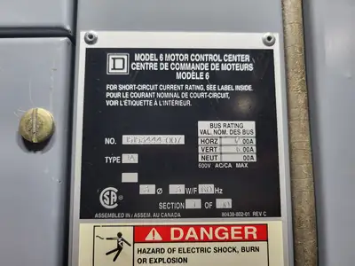 Model 6 Motor Control Center MCC Section, 600V, 3PH, 1200A Bus
