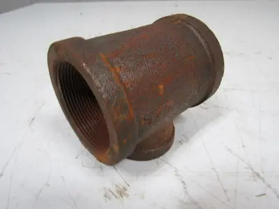 2" x 1-1/4" x 2" Black Iron Pipe Reducing Tee Fitting NPT Lot Of 21