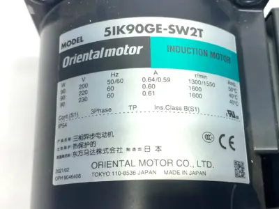 Used Oriental Motor AC Induction Motor 3-Phase 200/220/230 VAC 1/8HP 90W A.C. Motors Michigan US | Maverick Industrial Sales #1390762