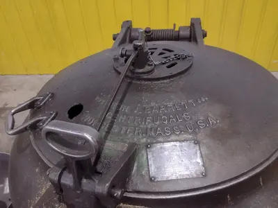 30" BARRETT MODEL #1100E MOTORIZED CHIP SPINNER / WRINGER w/ (2) CHIP PANS: STOCK #23373