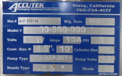 USED ACCUTEK PINCHVALVE