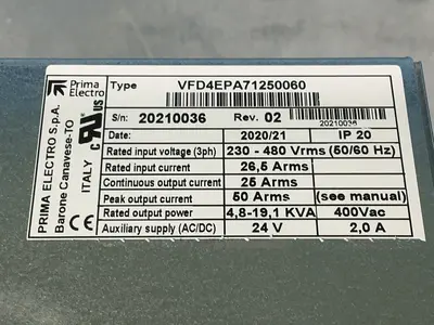 Used PRIMA ELECTRO VFD4EPA71250060 Servo Drives Ohio US | HGR 24 #1280530