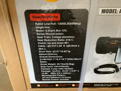 Used ATS POWER ATS-EW13000 13,000 LB ELECTRIC WINCH Winches Michigan US | Miedema Asset Management Group #1321296
