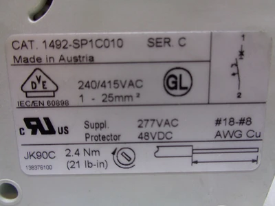 USED ALLEN BRADLEY 1492-SP1C100