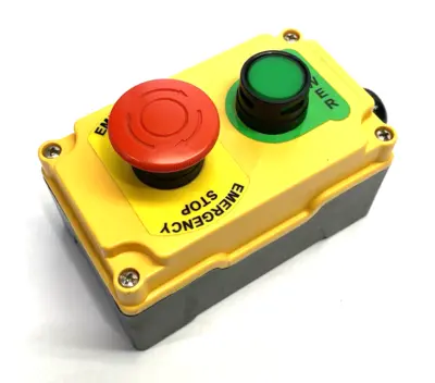 None | 2-Button Industrial Control Station, Emergency Stop, Momentary Power On/Off - Used