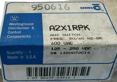 NEW WESTINGHOUSE A2X1RPK AUXILIARY SWITCH 50/60HZ 600VAC SER.C