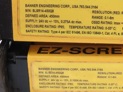 Banner EZ-SCREEN Light Curtain Transmitter Receiver Set 450mm 20 ft Range