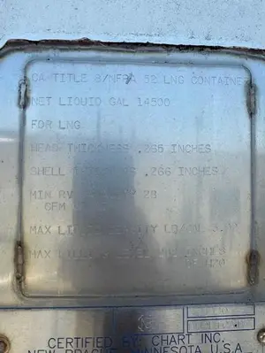 LNG 14,500 Net Liquid Gallon Storage Vessels SN: 24371