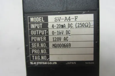 M SYSTEMS TECHNOLOGY SV-A4-F MODEL SV SIGNAL TRANSMITTER SVA4F