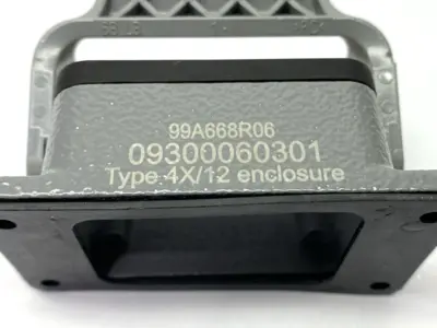USED HARTING HAN HV MODULE W/ 09300060301 BULKHEAD MOUNT HOUSING