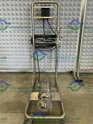 USED FRISTAM FZX2100 3 HP CENTRIFUGAL PUMP ON STAINLESS STEEL ROLLING CART W/ CONTROLLER