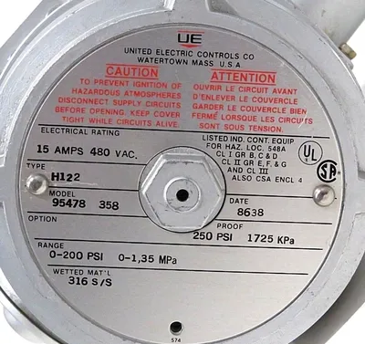 NEW UNITED ELECTRIC 95478-358