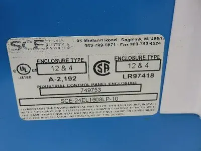 Saginaw SCE-24EL1608LP-10 Electrical Enclosure Control Panel 24x16x8" Blue