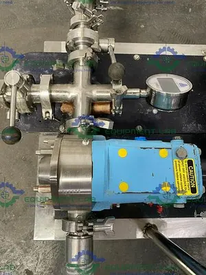 USED TANGENTIAL FLOW FILTRATION SKID W/ WAUKESHA 018-UL PUMP & GE MAXCELL CARTRIDGE
