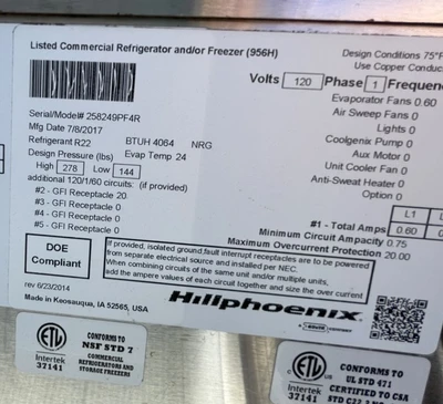 130-0184 Hill Phoenix PF4R 4’ Remote Refrigerated Multi Deck Self Serve Cooler
