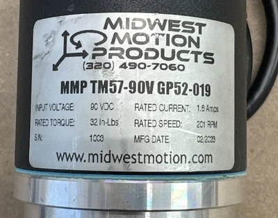 USED Midwest Motion Products MMP TM57-90V GP52-019