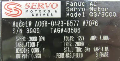 REFURBISHED FANUC A06B-0123-B577#7076 SERVO MOTOR A06B0123B5777076