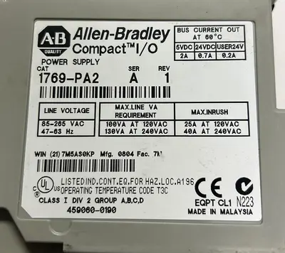 Used ALLEN-BRADLEY 1769-PA2 Industrial Controls Ohio US | Surplus Asset Holdings #1236816