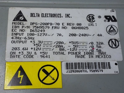 DELTA ELECTRONICS DPS-200PB-70 E POWER SUPPLY 75H9579