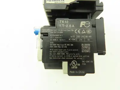 Fuji SK12L Motor Starter Contactor 5.5kW 600V TK12W & Thermal Overload 1.7-2.6A