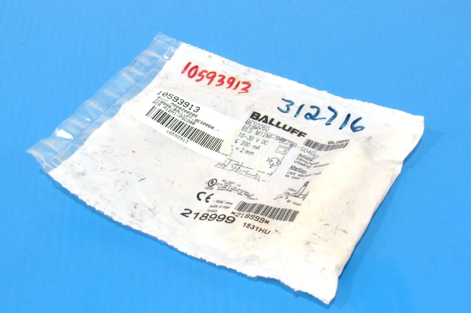 NEW BALLUFF BES M12MI-PSC20B-S04G INDUCTIVE SENSOR BES0060 BESM12MIPSC20BS04G