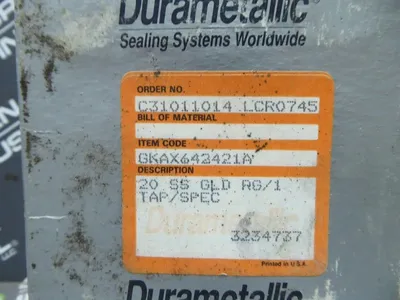 Durametallic GKAX642421A 20 SS GLD RG/1 TAP/SPEC 3234737 New NIB