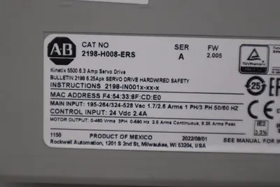 ALLEN BRADLEY 2198-H008-ERS / 2198H008ERS (USED) STOCK H1606