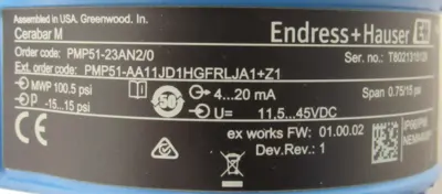 NEW ENDRESS HAUSER PMP51-23AN2/0 PRESSURE TRANSMITTER PMP5123AN20