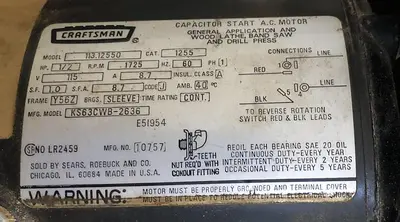 SEARS-CRAFTSMAN 113-21371 DRILL PRESS