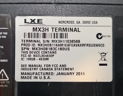 LXE MX3Plus Mobile Computer MX3H Terminal Broken screen (BIN533)