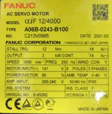 NEW FANUC A06B-0243-B100 SERVO MOTOR A860-2000-T301 A06B0243B100