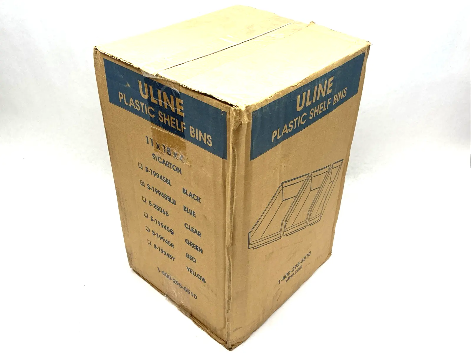 NEW ULINE BLUE PLASTIC SHELF BINS 11" X 18" X 4" LOT OF 9
