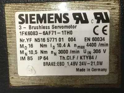 USED SIEMENS 1FK6083-6AF71-1TH0