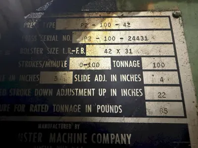 USED 1980 MINSTER P2-100-42
