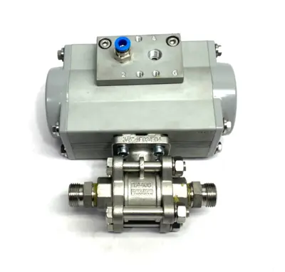 USED FESTO QUARTER TURN ACTUATOR 8047645 W/ 1686632 BALL VALVE