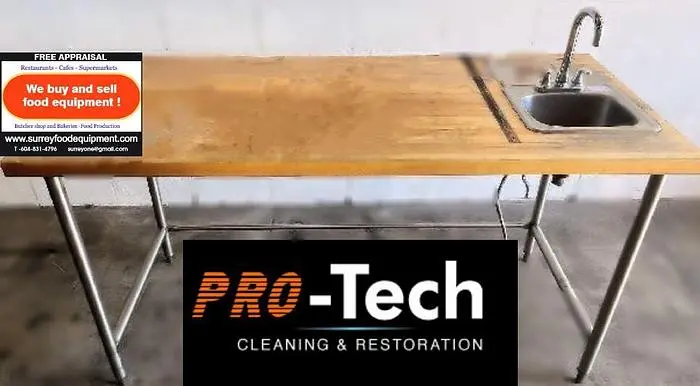 72"  BUTCHER BLOCK TOPPED 6' WORK TABLE W HAND SINK