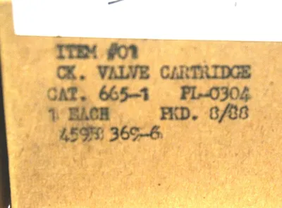 NEW WESTINGHOUSE 665-1 PL-0304 VALVE CARTRIDGE 6651 PL0304