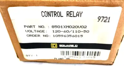 NEW SQUARE D 8501-XM020V02 CONTROL RELAY 120-60/110-50 8501XM020V02