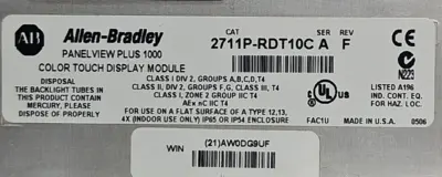 Allen Bradley 2711P-RDT10C ser A PanelView/ 2711P-T10C4D1 (BIN425)