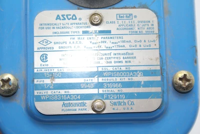 Used ASCO WPIS8003A300 Solenoid Valves California US | Davliegogo LLC #1707493