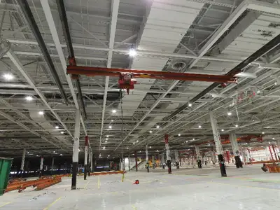 Cleveland Tramrail P&H 1 Ton Single Girder Underhung Bridge Crane 31' 4" Span