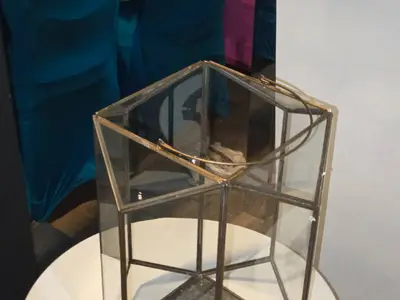 Geometric Clear Plastic Hanging Lantern 12" x 15 1/2"