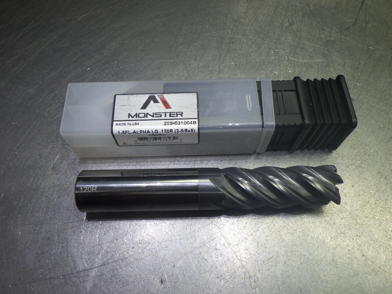 Monster 1" 5 Flute Carbide CR LG Endmill 1" Shank .12" R 295-031004B (LOC3533A)