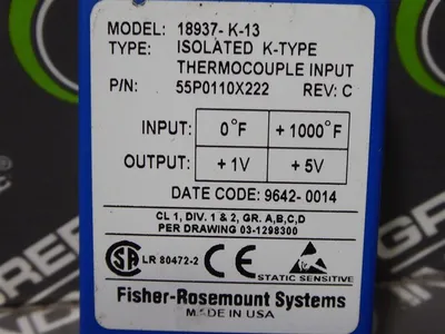 Fisher Rosemount 18937-K-13 Thermocouple Input Relay 55P0110X222 Rev. C Used